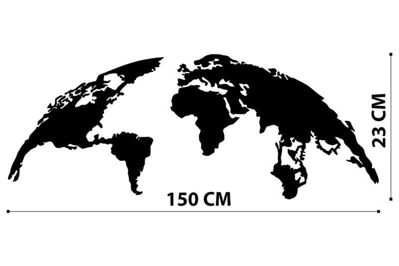 World Map 1 Large Väggdekor - Svart - Plåtskyltar