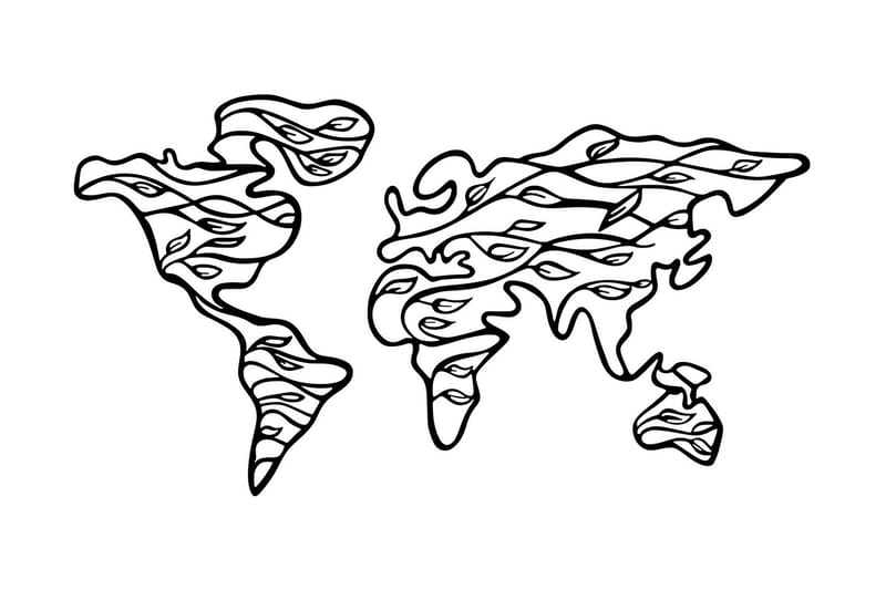 World Map 1 Väggdekor - Svart - Plåtskyltar
