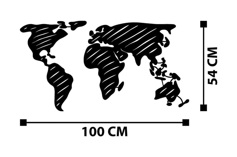 World Map 10 Väggdekor - Svart - Plåtskyltar