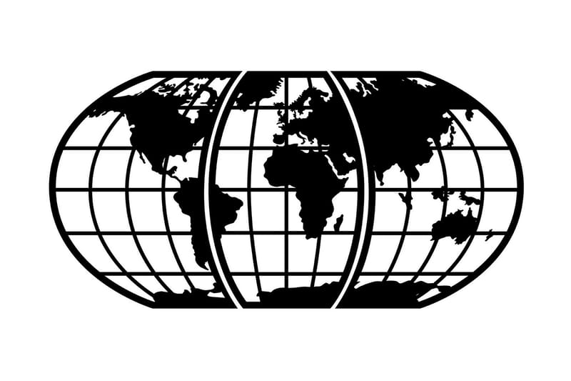 World Map 11 Väggdekor - Svart - Plåtskyltar