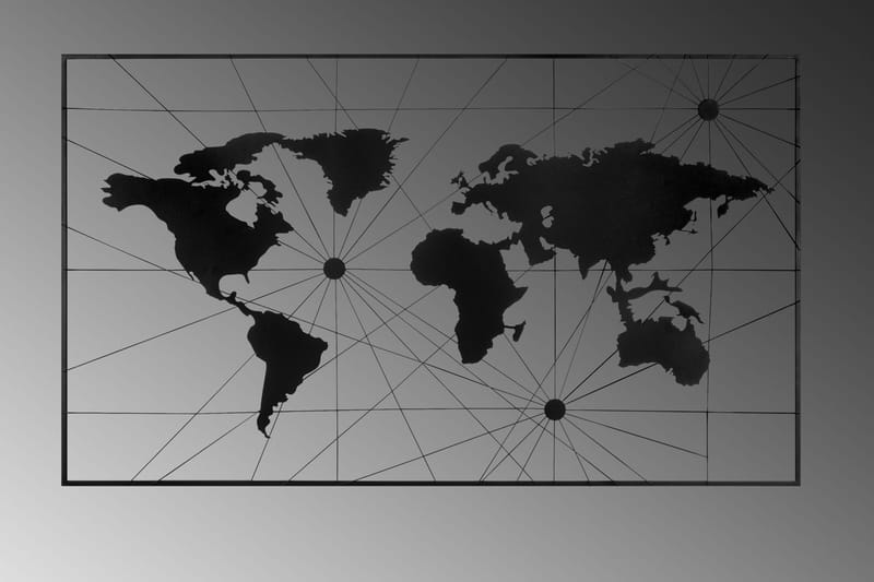 World Map 16 Väggdekor - Svart - Plåtskyltar