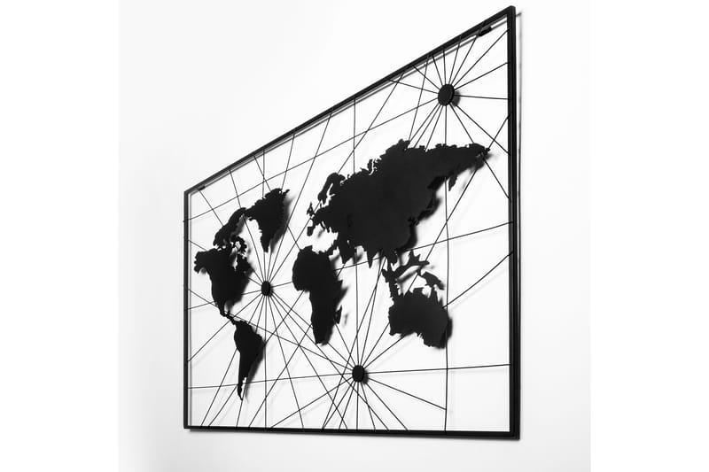 World Map 16 Väggdekor - Svart - Plåtskyltar