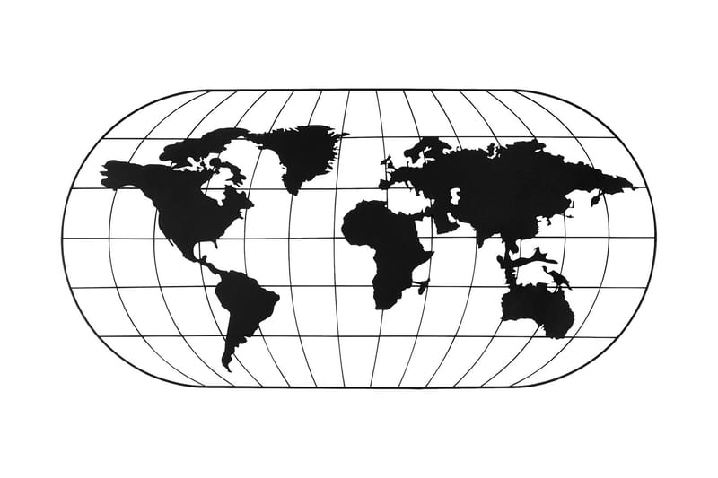World Map 17 Väggdekor - Svart - Plåtskyltar