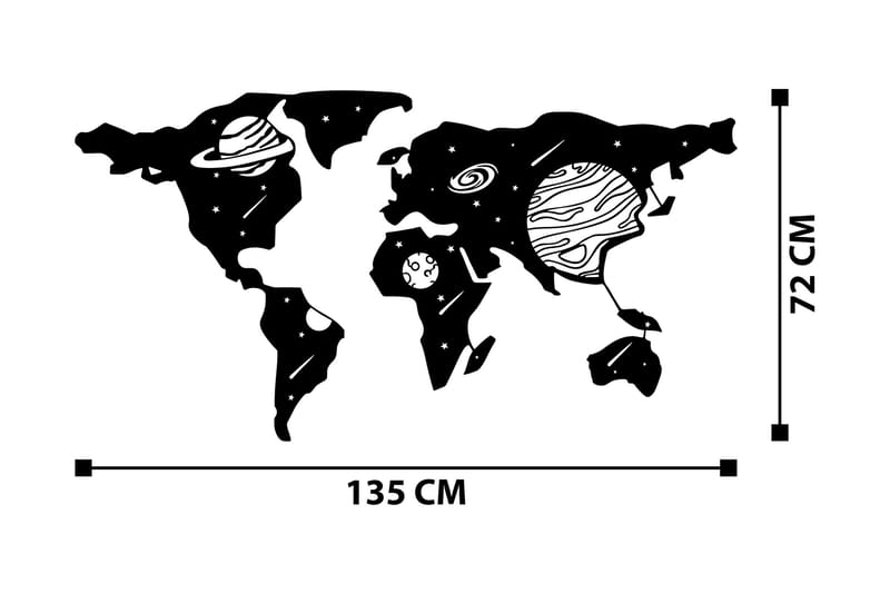World Map 5 Väggdekor - Svart - Plåtskyltar