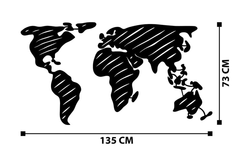 World Map 9 Väggdekor - Svart - Plåtskyltar