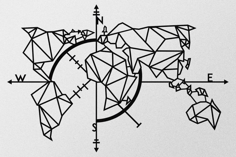 World Map Metal Decor 2 Väggdekor - Svart - Plåtskyltar