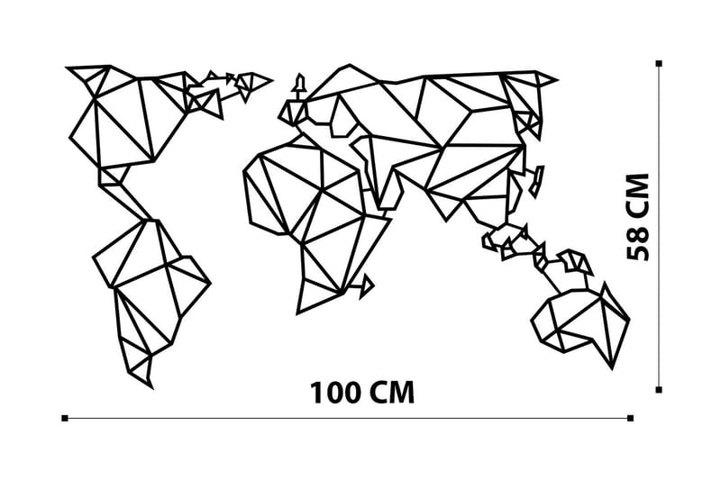 World Map Metal Decor Väggdekor - Svart - Plåtskyltar