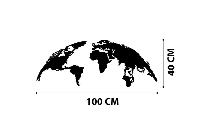 World Map Small 100 cm Väggdekor - Svart - Plåtskyltar