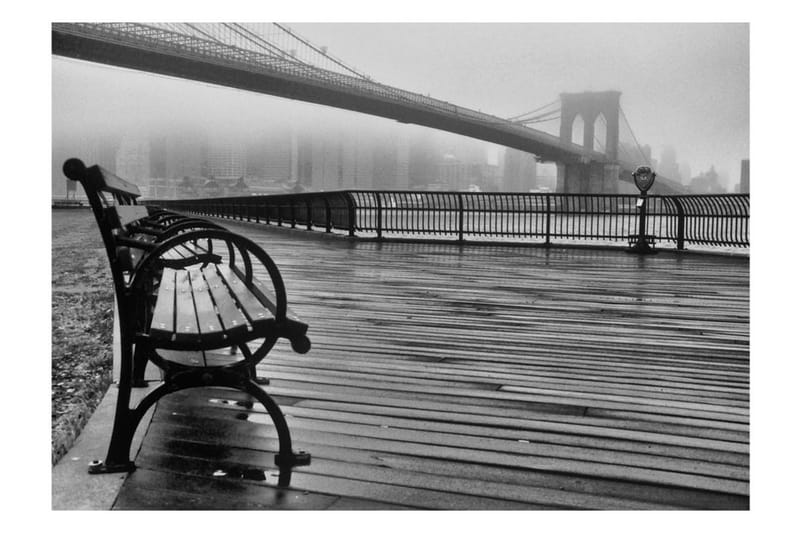 Fototapet A Foggy Day On The Brooklyn Bridge 100x70 - Artgeist sp. z o. o. - Fototapet