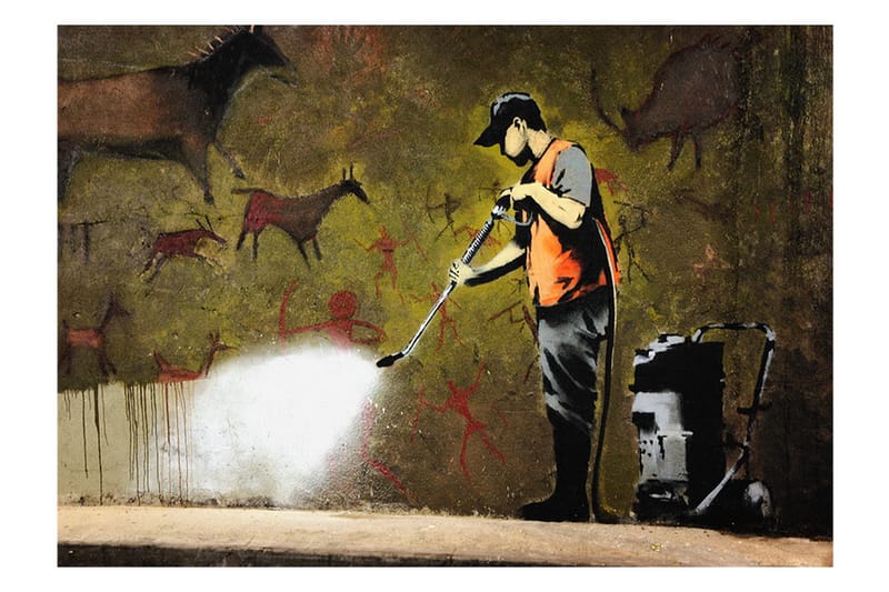 Fototapet Banksy Cave Painting 150x105 - Artgeist sp. z o. o. - Fototapet