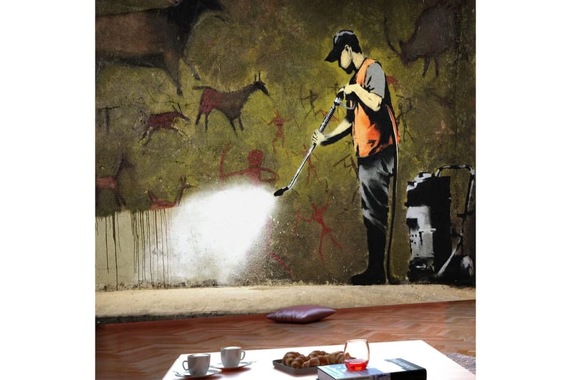 Fototapet Banksy Cave Painting 150x105 - Artgeist sp. z o. o. - Fototapet