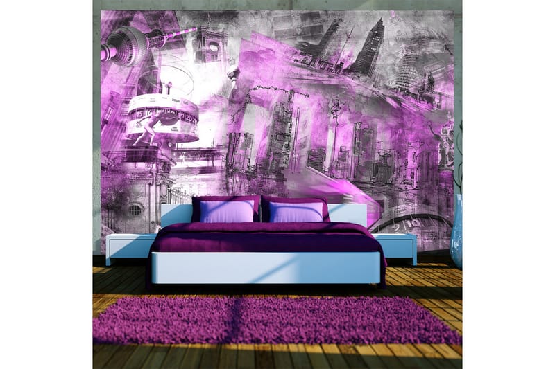 Fototapet Berlin Kollage Violett 200x140 - Artgeist sp. z o. o. - Inredning - Väggdekor - Tapet & tapettillbehör - Fototapet