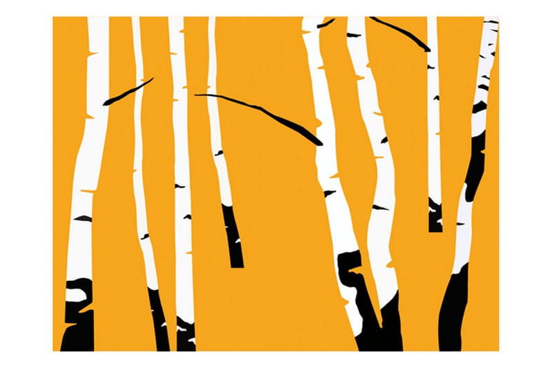 Fototapet Birches On The Orange Background 200x154 - Artgeist sp. z o. o. - Fototapet