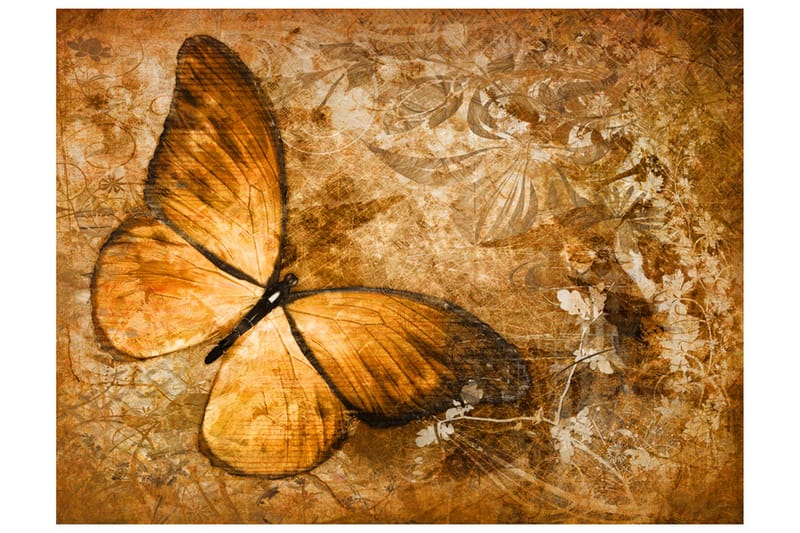 Fototapet Butterfly Sepia 200x154 - Artgeist sp. z o. o. - Inredning - Väggdekor - Tapet & tapettillbehör - Fototapet