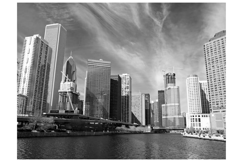 Fototapet Chicago Skyline Svartvitt 350x270 - Artgeist sp. z o. o. - Inredning - Väggdekor - Tapet & tapettillbehör - Fototapet