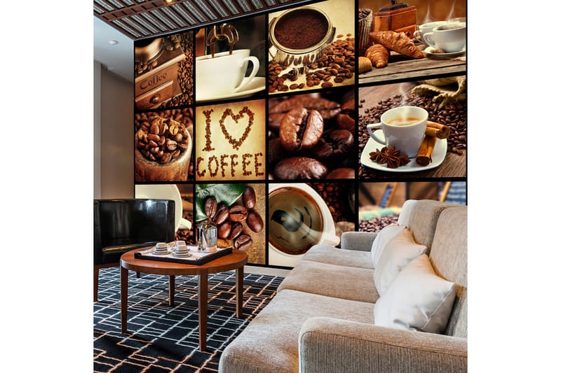 Fototapet Coffee Collage 300x210 - Artgeist sp. z o. o. - Inredning - Väggdekor - Tapet & tapettillbehör - Fototapet