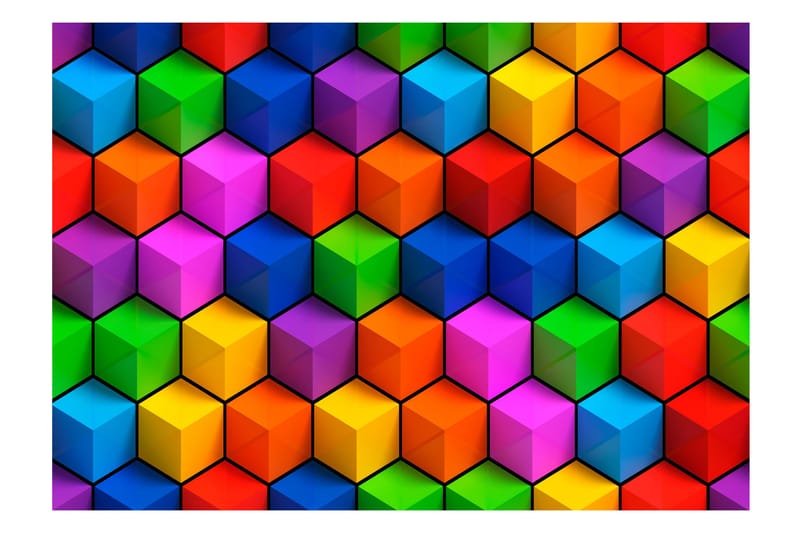 Fototapet Colorful Geometric Boxes 100x70 - Artgeist sp. z o. o. - Fototapet