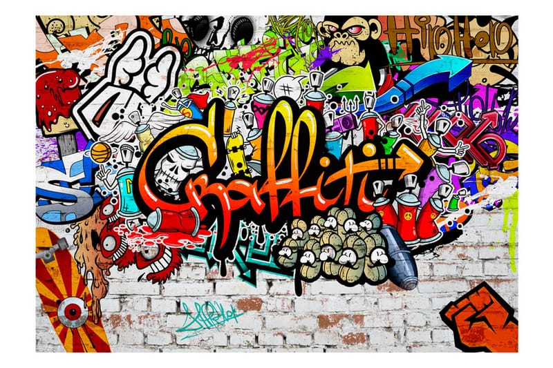 Fototapet Colorful Graffiti 300x210 - Artgeist sp. z o. o. - Inredning - Väggdekor - Tapet & tapettillbehör - Fototapet