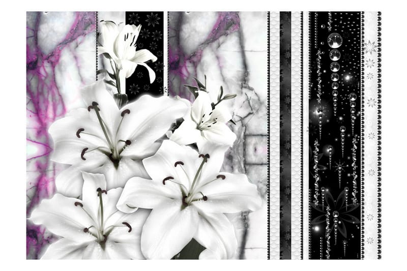 Fototapet Crying Lilies On Purple Marble 200x140 - Artgeist sp. z o. o. - Inredning - Väggdekor - Tapet & tapettillbehör - Fototapet