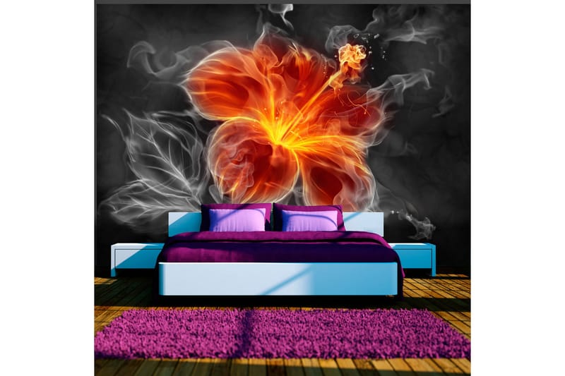 Fototapet Fiery Flower Inside The Smoke 200x140 - Artgeist sp. z o. o. - Inredning - Väggdekor - Tapet & tapettillbehör - Fototapet