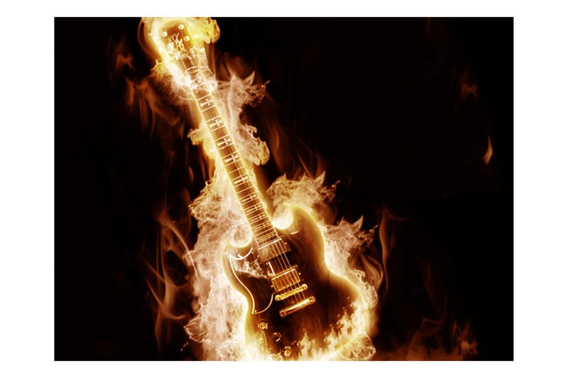 Fototapet Flammande Gitarr 350x270 - Artgeist sp. z o. o. - Inredning - Väggdekor - Tapet & tapettillbehör - Fototapet