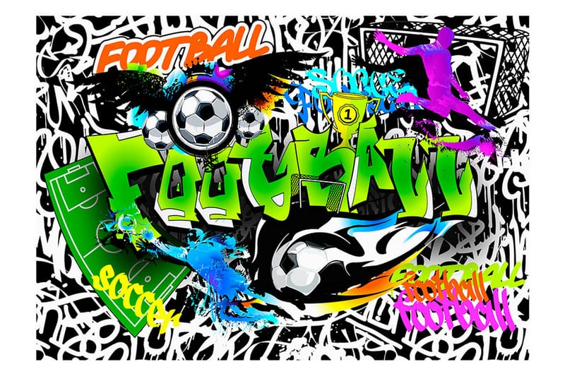 Fototapet Football Graffiti 100x70 - Artgeist sp. z o. o. - Inredning - Väggdekor - Tapet & tapettillbehör - Fototapet