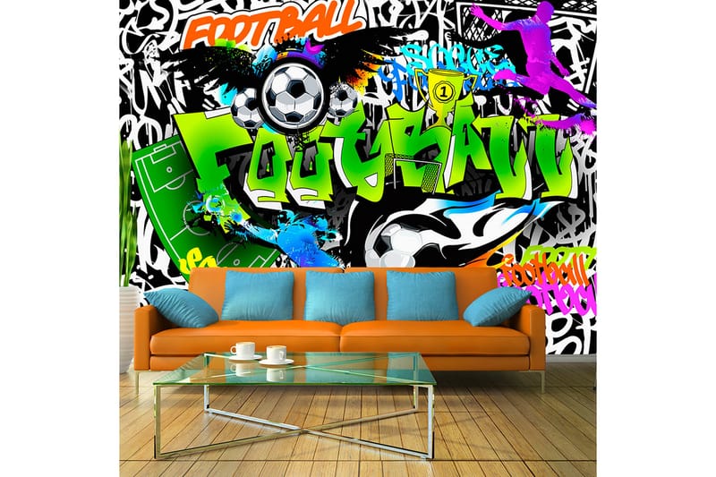 Fototapet Football Graffiti 300x210 - Artgeist sp. z o. o. - Inredning - Väggdekor - Tapet & tapettillbehör - Fototapet