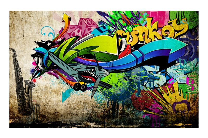 Fototapet Funky Graffiti 150x105 - Artgeist sp. z o. o. - Fototapet