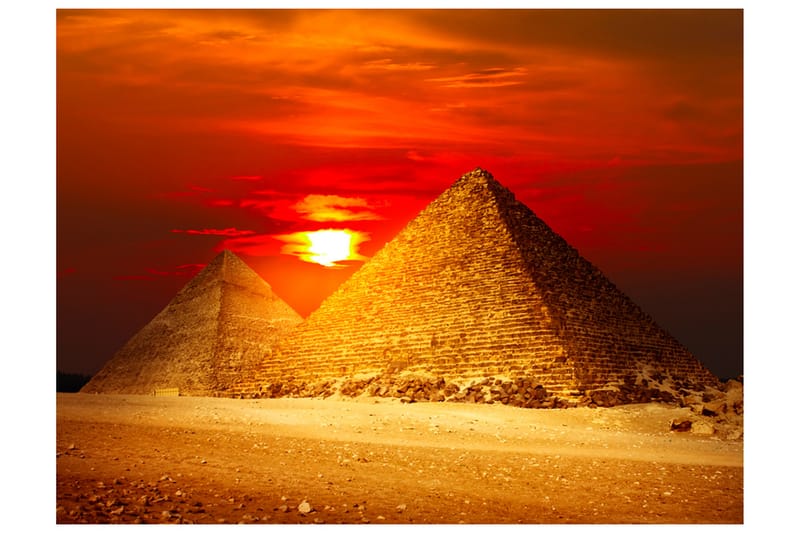 Fototapet Giza Necropolis Solnedgång 200x154 - Artgeist sp. z o. o. - Inredning - Väggdekor - Tapet & tapettillbehör - Fototapet