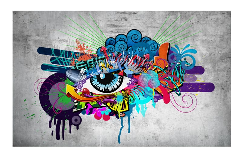 Fototapet Graffiti Eye 150x105 - Artgeist sp. z o. o. - Inredning - Väggdekor - Tapet & tapettillbehör - Fototapet