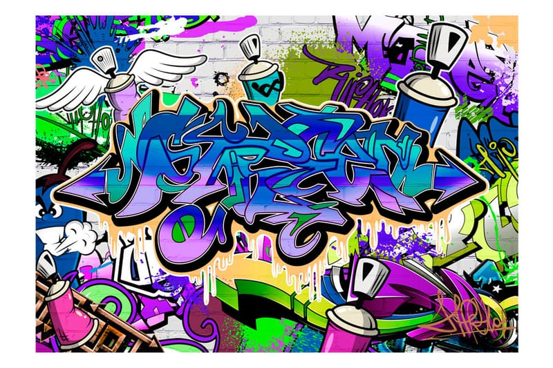 Fototapet Graffiti Violet Theme 100x70 - Artgeist sp. z o. o. - Inredning - Väggdekor - Tapet & tapettillbehör - Fototapet