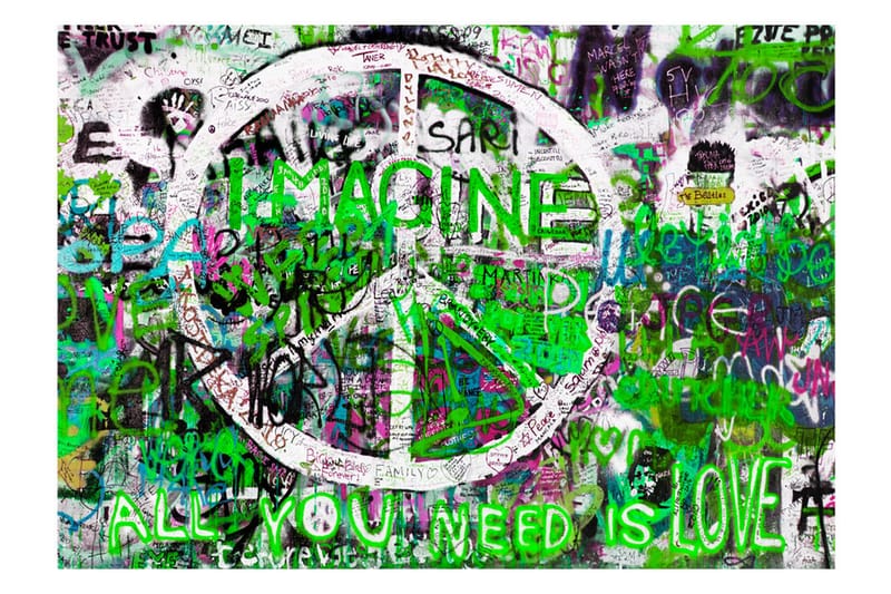 Fototapet Green Graffiti 400x280 - Artgeist sp. z o. o. - Inredning - Väggdekor - Tapet & tapettillbehör - Fototapet