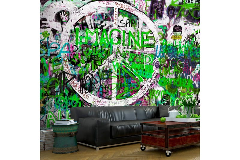 Fototapet Green Graffiti 400x280 - Artgeist sp. z o. o. - Inredning - Väggdekor - Tapet & tapettillbehör - Fototapet