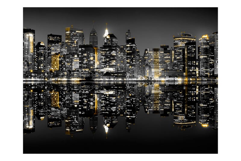 Fototapet Guld Och Silver NYC 250x193 - Artgeist sp. z o. o. - Inredning - Väggdekor - Tapet & tapettillbehör - Fototapet