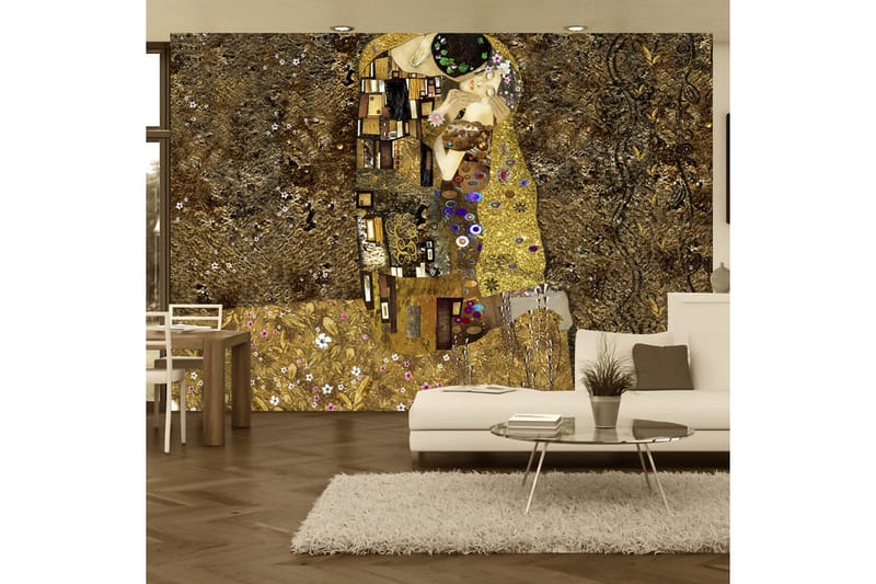 Fototapet Klimt Inspiration Golden Kiss 400x280 - Artgeist sp. z o. o. - Fototapet
