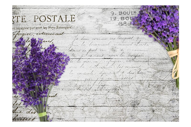 Fototapet Lavender Postcard 300x210 - Artgeist sp. z o. o. - Inredning - Väggdekor - Tapet & tapettillbehör - Fototapet