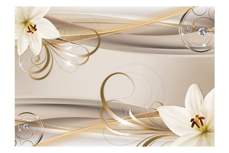 Fototapet Lilies And The Gold Spirals 400x280 - Artgeist sp. z o. o. - Inredning - Väggdekor - Tapet & tapettillbehör - Fototapet