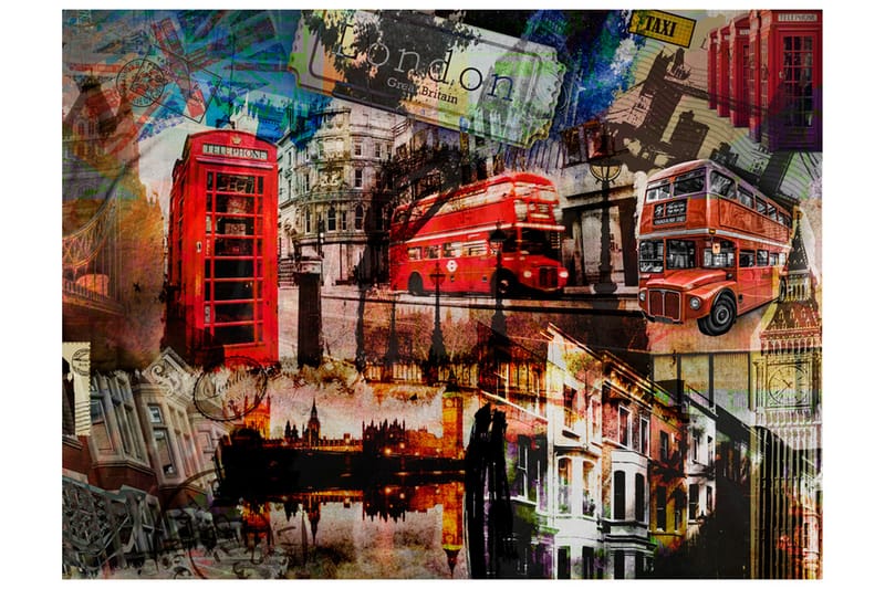 Fototapet London Collage 200x154 - Artgeist sp. z o. o. - Inredning - Väggdekor - Tapet & tapettillbehör - Fototapet