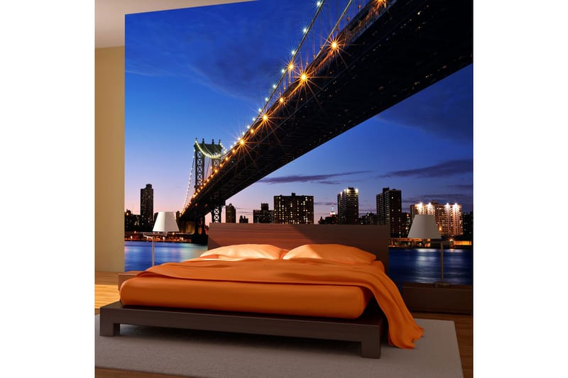 Fototapet Manhattan Bridge Upplyst På Natten 300x231 - Artgeist sp. z o. o. - Fototapet