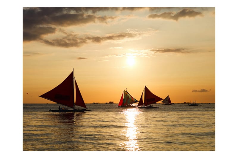 Fototapet Sailing Boats Sunset 250x193 - Artgeist sp. z o. o. - Inredning - Väggdekor - Tapet & tapettillbehör - Fototapet