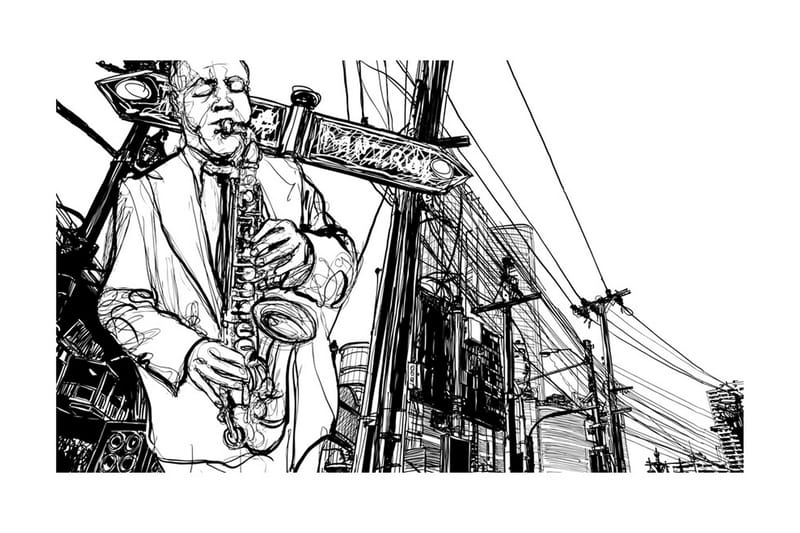 Fototapet Saxophone Recital On Broadway 450x270 - Artgeist sp. z o. o. - Fototapet
