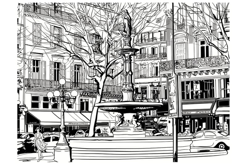 Fototapet Sketch Of Parisian Fountain 300x231 - Artgeist sp. z o. o. - Inredning - Väggdekor - Tapet & tapettillbehör - Fototapet