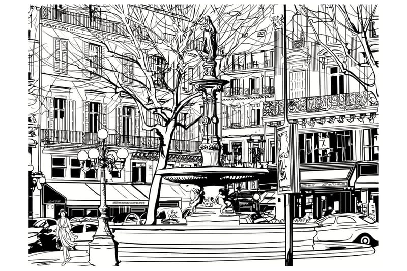 Fototapet Sketch Of Parisian Fountain 400x309 - Artgeist sp. z o. o. - Fototapet