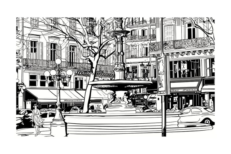 Fototapet Sketch Of Parisian Fountain 450x270 - Artgeist sp. z o. o. - Fototapet