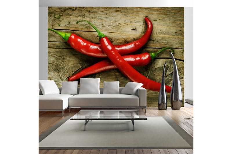 Fototapet Spicy Chili Peppers 350x270 - Artgeist sp. z o. o. - Inredning - Väggdekor - Tapet & tapettillbehör - Fototapet