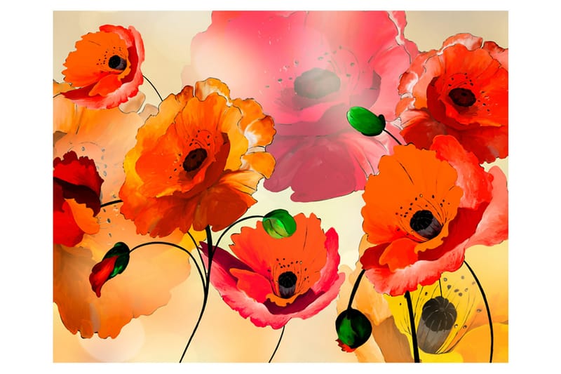 Fototapet Velvet Poppies 250x193 - Artgeist sp. z o. o. - Inredning - Väggdekor - Tapet & tapettillbehör - Fototapet