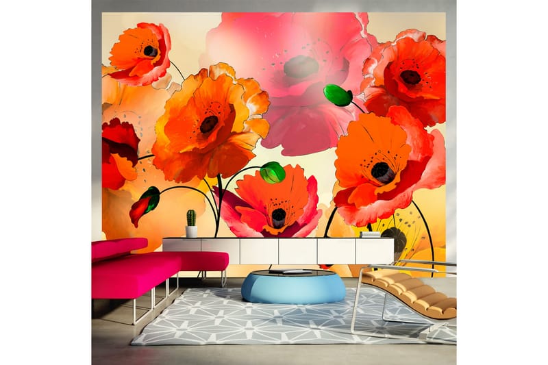 Fototapet Velvet Poppies 300x231 - Artgeist sp. z o. o. - Inredning - Väggdekor - Tapet & tapettillbehör - Fototapet