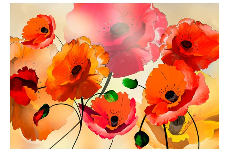 Fototapet Velvet Poppies 100x70 - Artgeist sp. z o. o. - Inredning - Väggdekor - Tapet & tapettillbehör - Fototapet