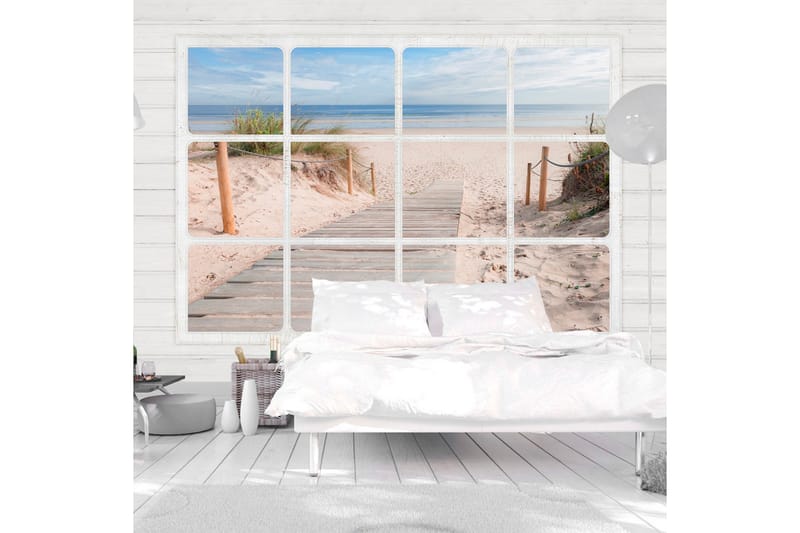 Fototapet Window & Beach 350x245 - Artgeist sp. z o. o. - Inredning - Väggdekor - Tapet & tapettillbehör - Fototapet