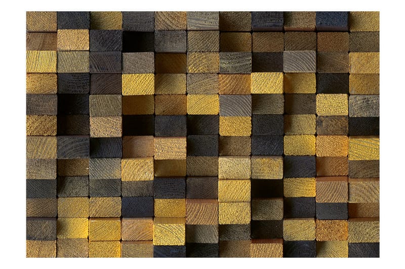 Fototapet Wooden Cubes 300x210 - Artgeist sp. z o. o. - Inredning - Väggdekor - Tapet & tapettillbehör - Fototapet